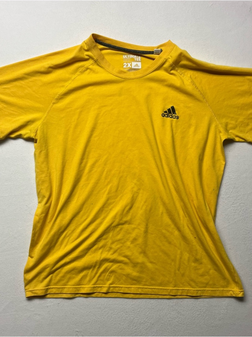 adidas Yellow Short Sleeve Athletic Tee with Black Logo - 2X